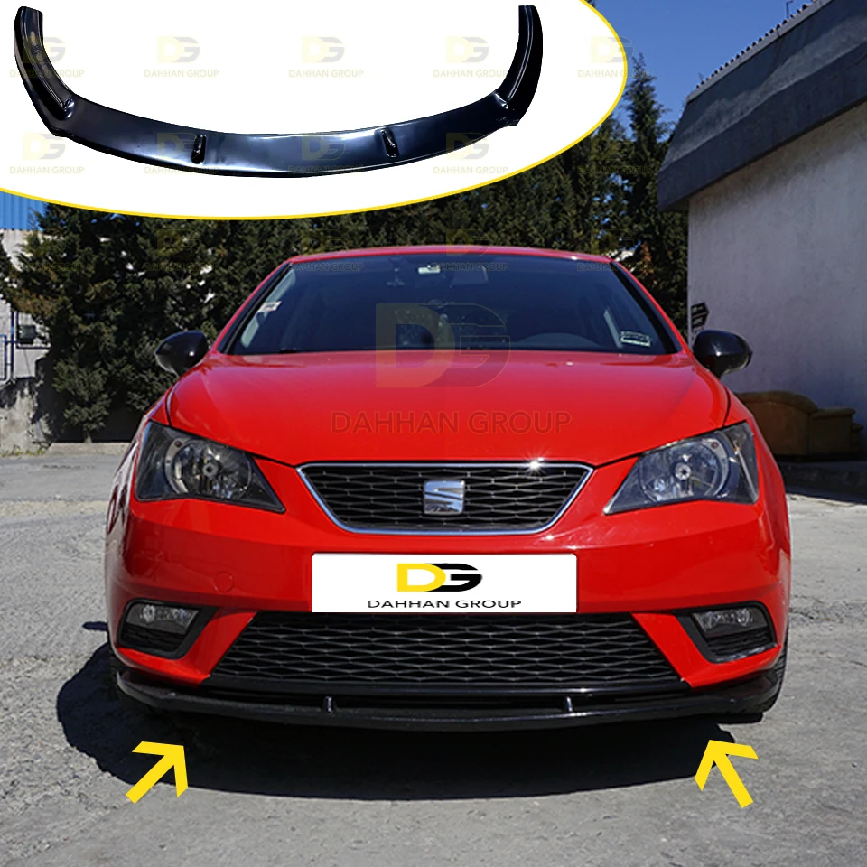 Seat Ibiza MK4 Facelift 2015 - 2017 6J Front Splitter Lip Spoiler Wing Blade Piano Gloss Black Surface Plastic FR Cupra Kit