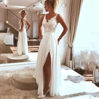 intriguing v neck wedding dresses for women a line side split wedding gown for bride lace appliques backless vestidos de novia