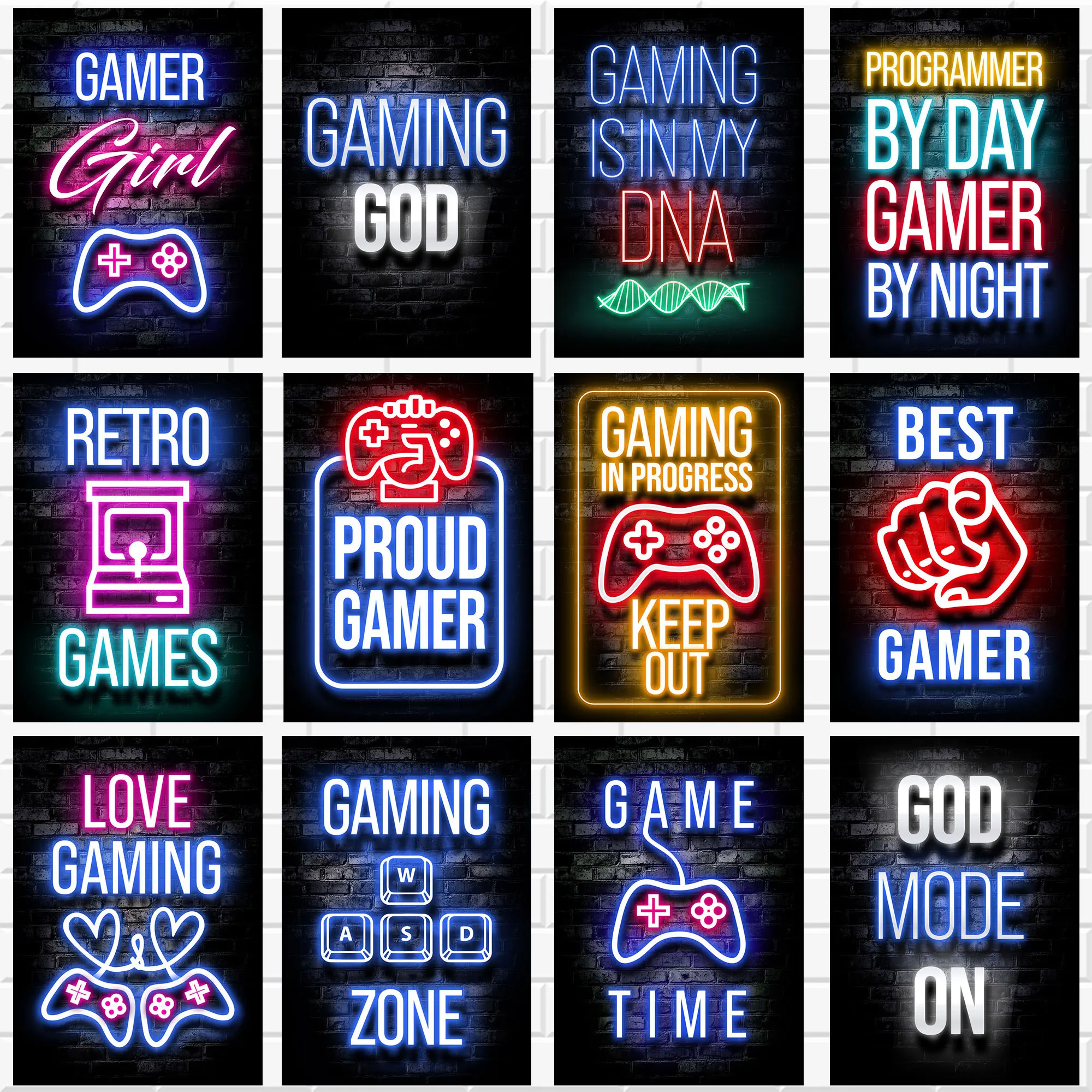 

Abstract Neon Art Love Game Canvas Painting Home Decor Poster Print Wall Art Decoration Picture For Living Game Room Frameless