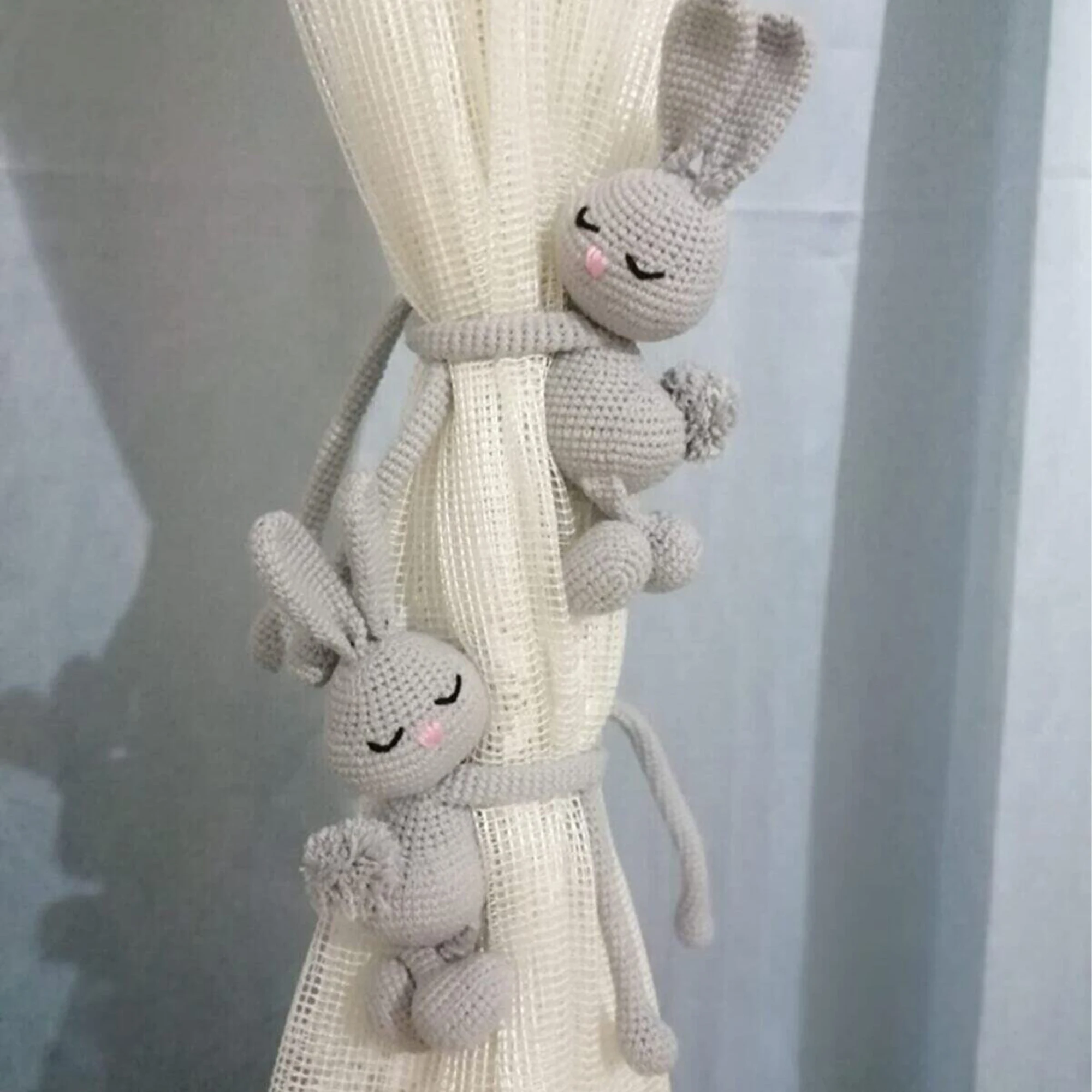

Amigurumi Серый Розовый нос занавес держатель ручной работы животные игрушки для продажи спутник для сна Сладкая Долли