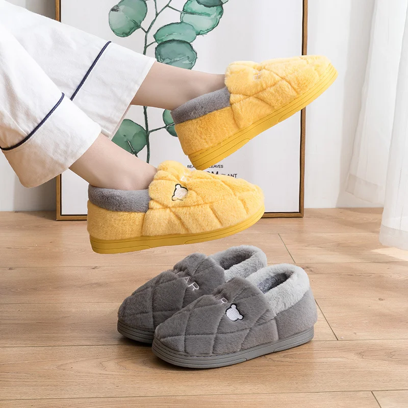 

Couple Cotton Slippers Comfortable Platform Autumn Winter Thick Keep Warm Shoes Women Men Indoor Outdoor Non Slip Casual Slipper