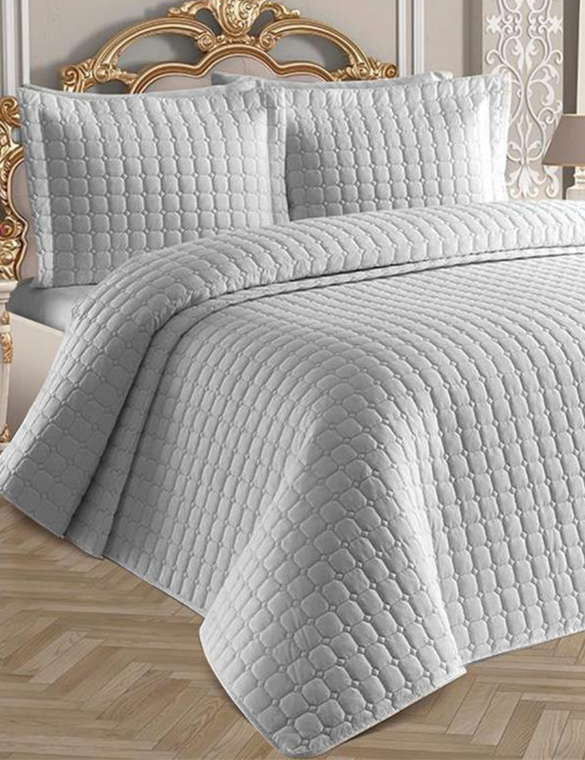 

Estiva New Season Special Edition % 100 Cotton Double Bedspread Set Quilted Filled 250x260 cm Bed Cover 1pc Pillowcases 2Pc