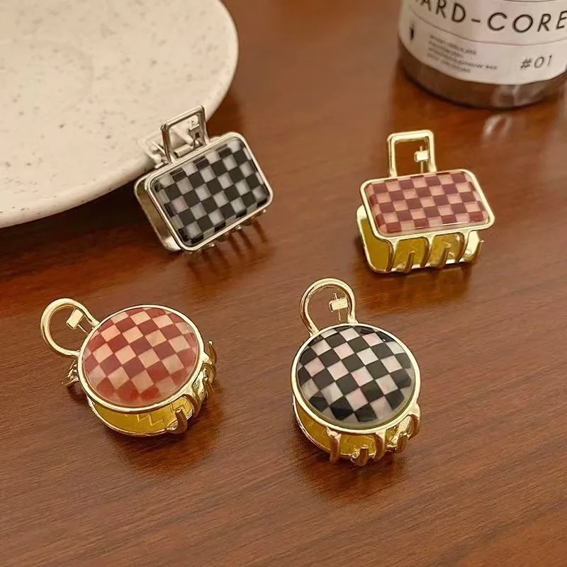 

New Retro Geometric Metal Hair Clip Claw Square Hair Clip Grid Mini Hair Catch Hairpin For Woman Girls Vintage Hair Accessories