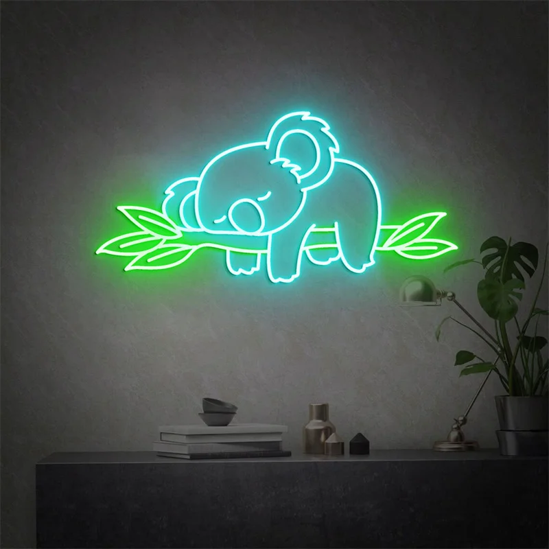 Фото Неоновый медведь Koala, неоновая вывеска с милыми животными, неоновая вывеска Koala Bear для спальни, неоновая вывеска Koala, неоновое украшение для стен Kaola №2