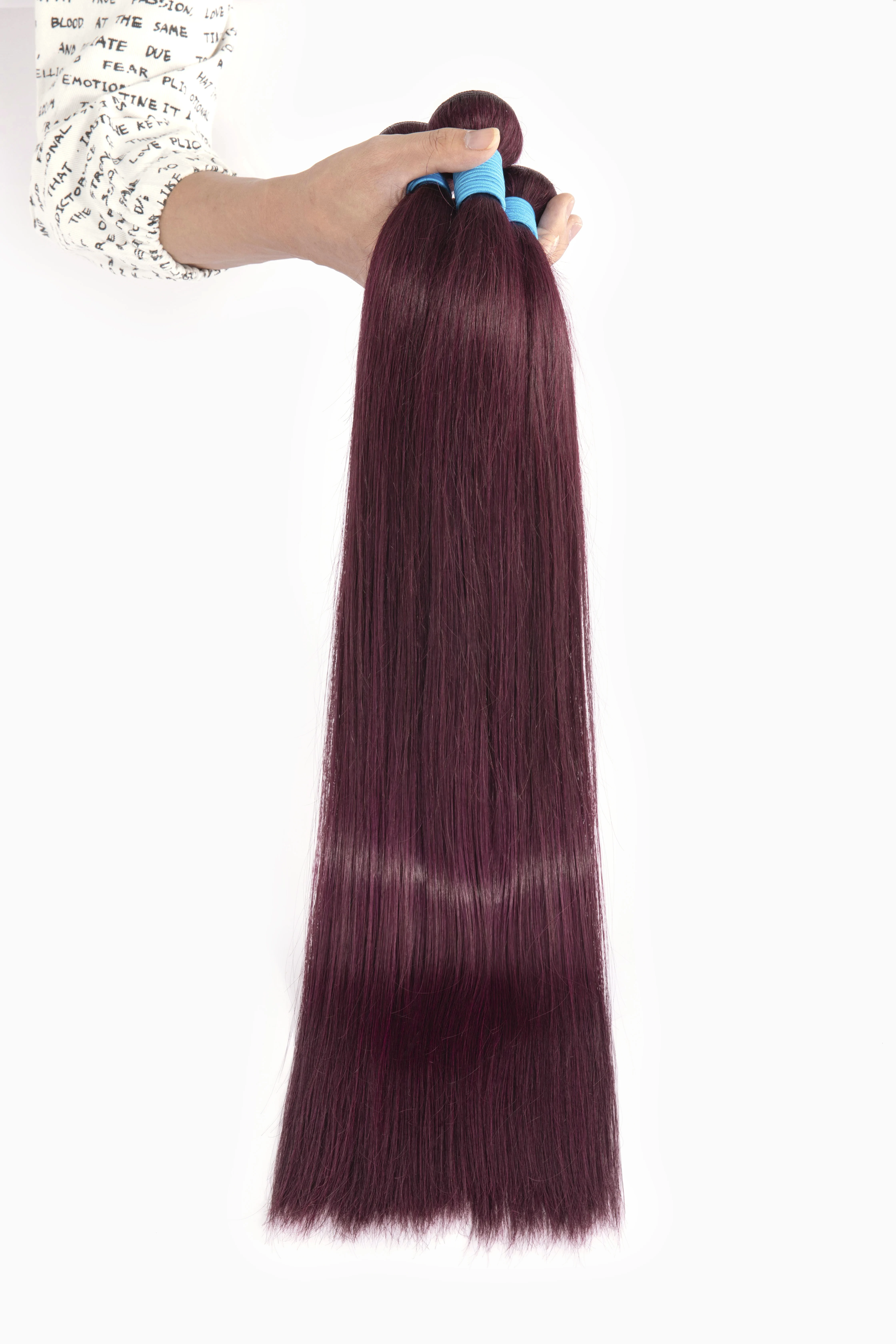 99J Burgundy Human Hair Weave Bundles 3/4 Pieces Pre-colored Brazilian Straight Human Hair Weave Non-Remy Hair Extensions