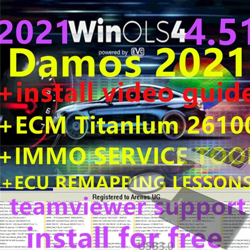 

Hot sell WinOLS 4.51 With Plugins Vmwar +2021 Damos +ECM TITANIUM+ IMMO SERVICE Tool+ ECU Remapping lessons + install Video Guid