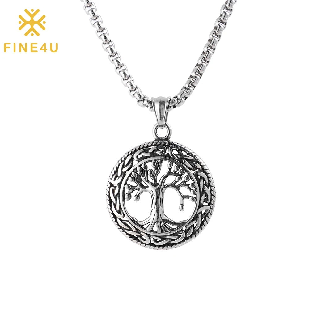 Винтажное ожерелье с подвеской в виде дерева жизни из нержавеющей стали