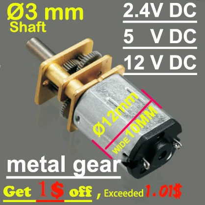 

5V DC brushed gear motor GM12/N20VA 2VDC to 12VDC Micro Electric Mini Reduction Metal brush Gear Motor DC 2.4V