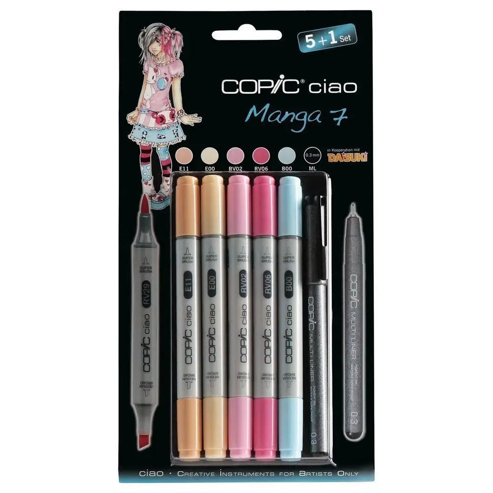 Набор маркеров на спиртовой основе Copic Ciao манга 7 5 цветов мультилинер 0.3мм - купить