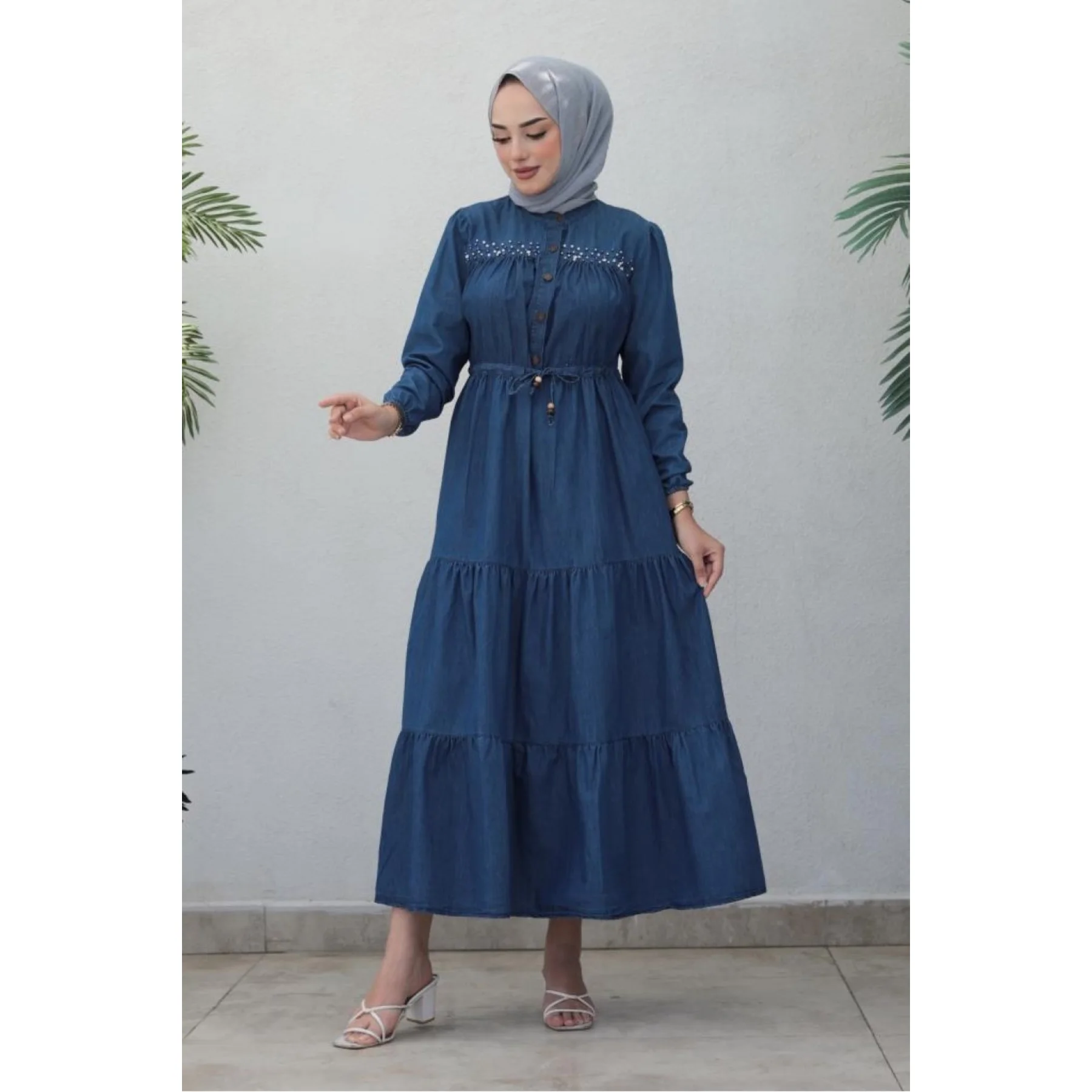 Denim Dress Women Maxi Muslim Dress Woman Abaya Dress Abaya Caftan Dubai Kaftan Robe Muslim Long Dress Modest Muslim Sets Turkey