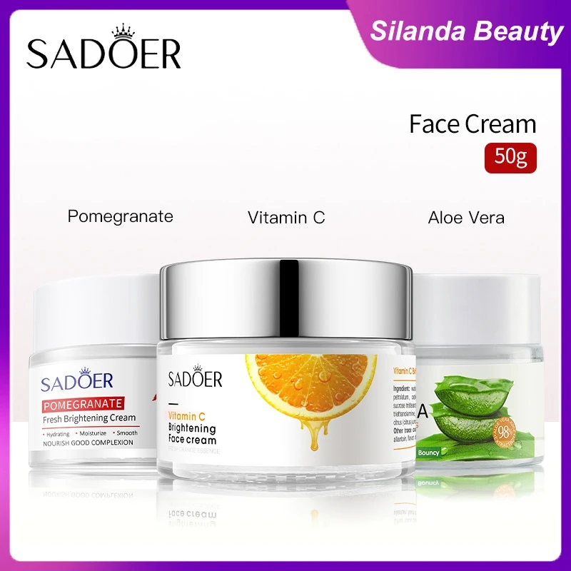 

Silanda Beauty Vitamin C Aloe Pomegranate Whitening Face Cream Moisturizing Nourishing Skin Care Anti-aging Facial Cream 50g