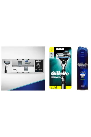 Gillette -  Mach3 Набор из 8 запасных бритвенных лезвий (станок+запасное лезвие+гель)