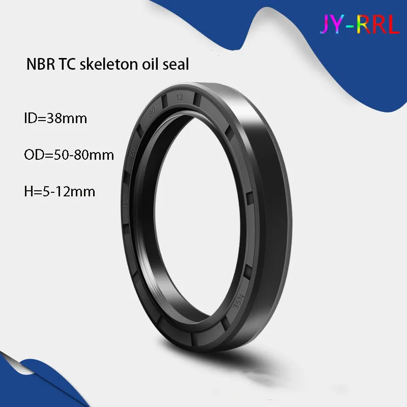 

Black NBR TC/FB/TG4 Skeleton Oil Seal ID 38mm OD 50-80mm Thickness5-12mm Nitrile Butadiene Rubber Gasket Sealing Rings