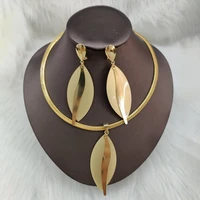luxury jewelry set for women hoop earring and pendant set wedding bride lady elegant necklace ethiopian gold color party jewelry