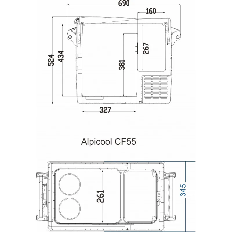 Автомобильный холодильник Alpicool CF55 12/24-220В 55 литров |