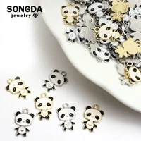 cute enamel panda earrings pendant charms for making diy necklace bracelet creative jewelry handmade findings crafts accessories