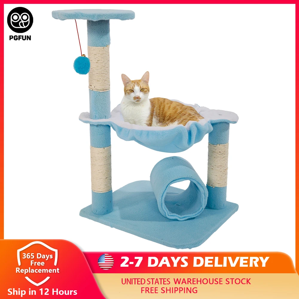 

Double Layer Cat Scratching Post Cat Tree With Cozy Perches Stable Cat Climbing Frame Cat Scratch Board Toys Pet Cat's House