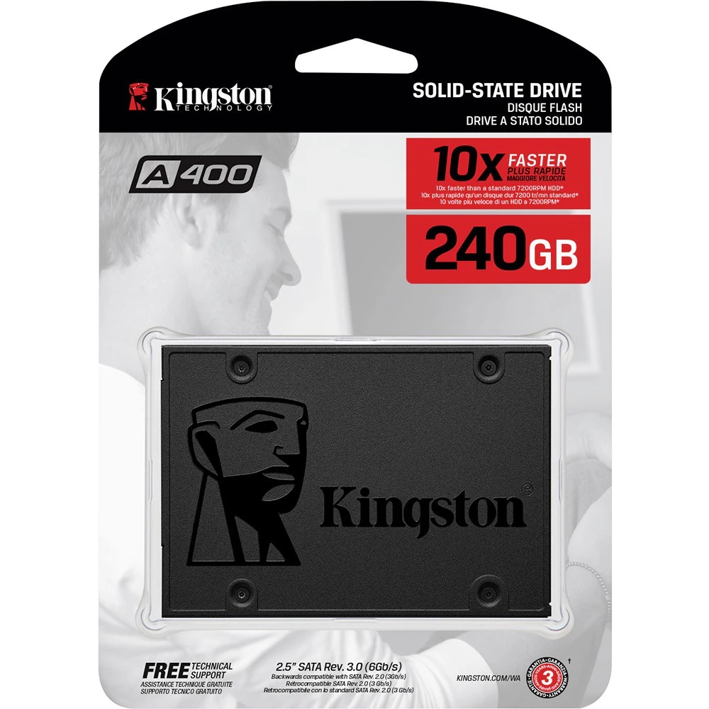 

SSD Kingston A400 120 e 240GB - 500mb/s para Leitura e 350mb/s para Gravação - Sa400s37