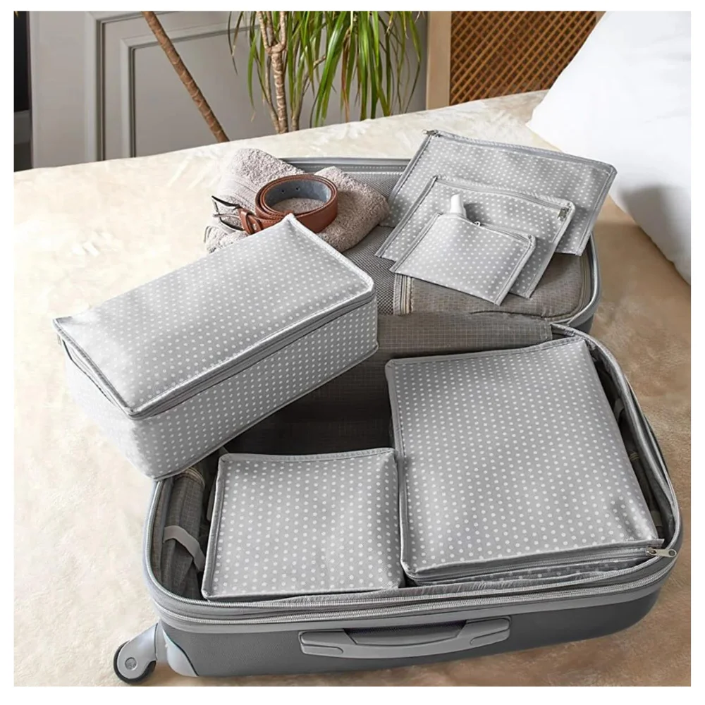 Set of 6 Luggage Organizer without Net-Grey Spotted Stylish Design Practical Storage and Storage Packages Smart Stora