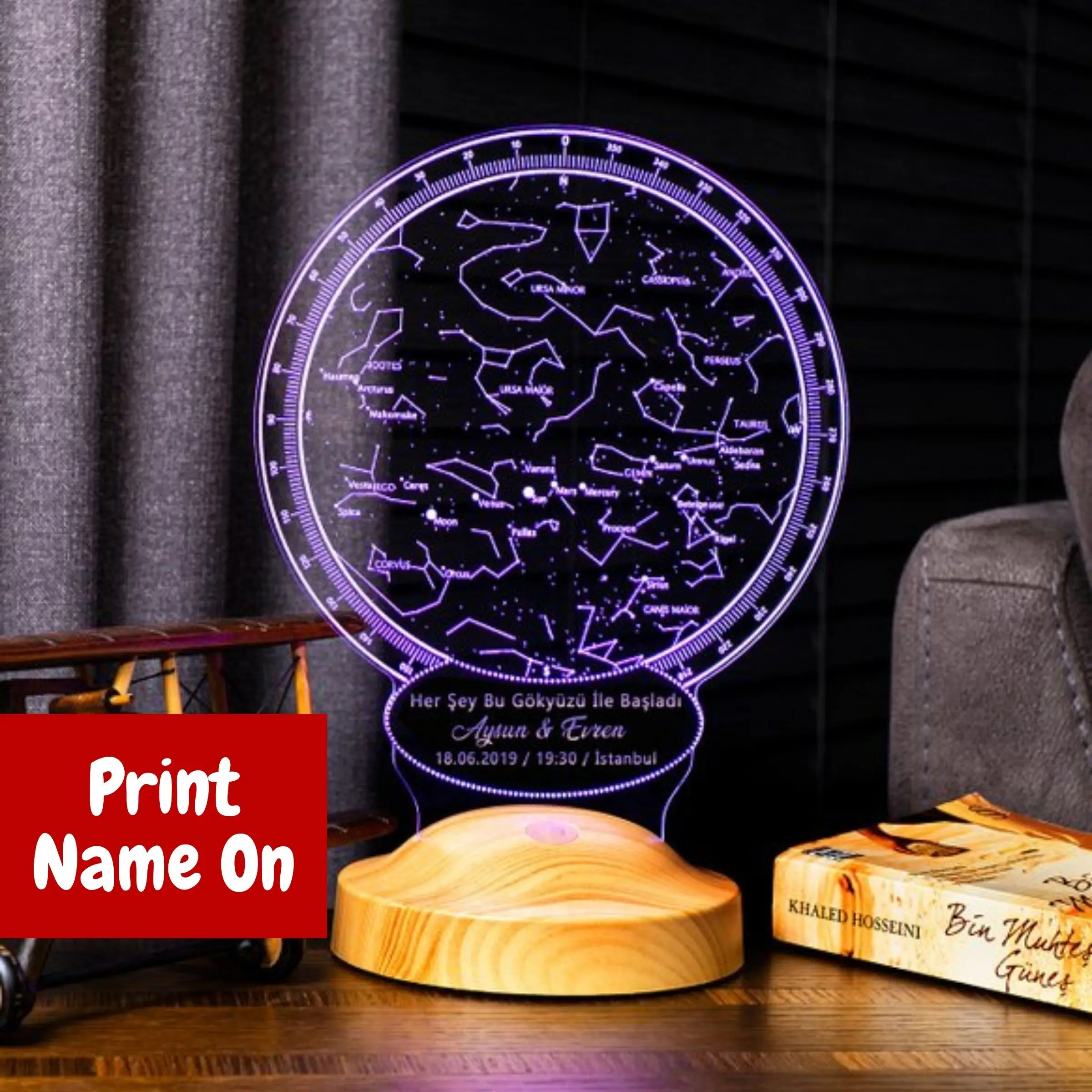 

Name Custom Sky Star Map Led Illuminated Table Lamp, Night Light Personalized Add Name on it Special Days & Days Different