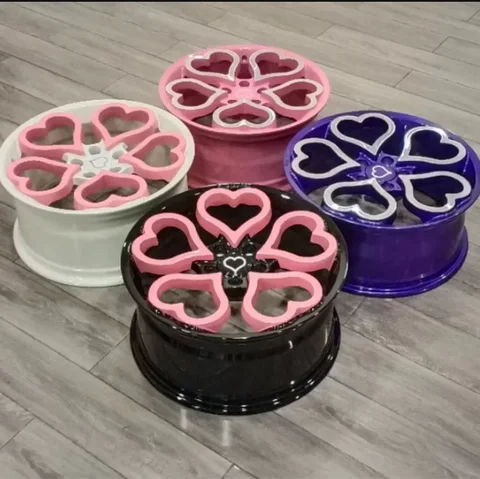 Автомобильные легкосплавные колеса 5x100, 5x112, 5x114,3, 5x120 для автомобильных шин Розовые линии в форме сердца, могут быть изготовлены по индивидуальному заказу