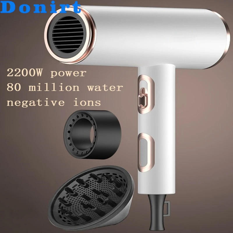 

Donirt Professional Hair Dryers Negative Ion 220V Hot & Cold 2200W High Power Blue Light Anti-static Blow Dryer Home Appliance