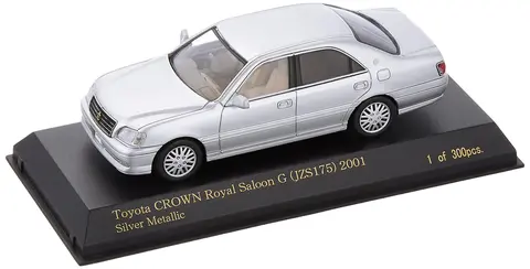 Hiko Seven Scale Metal Mini Car Toyota Crown Royal Saloon G 2001 Silver Metallic 1/43