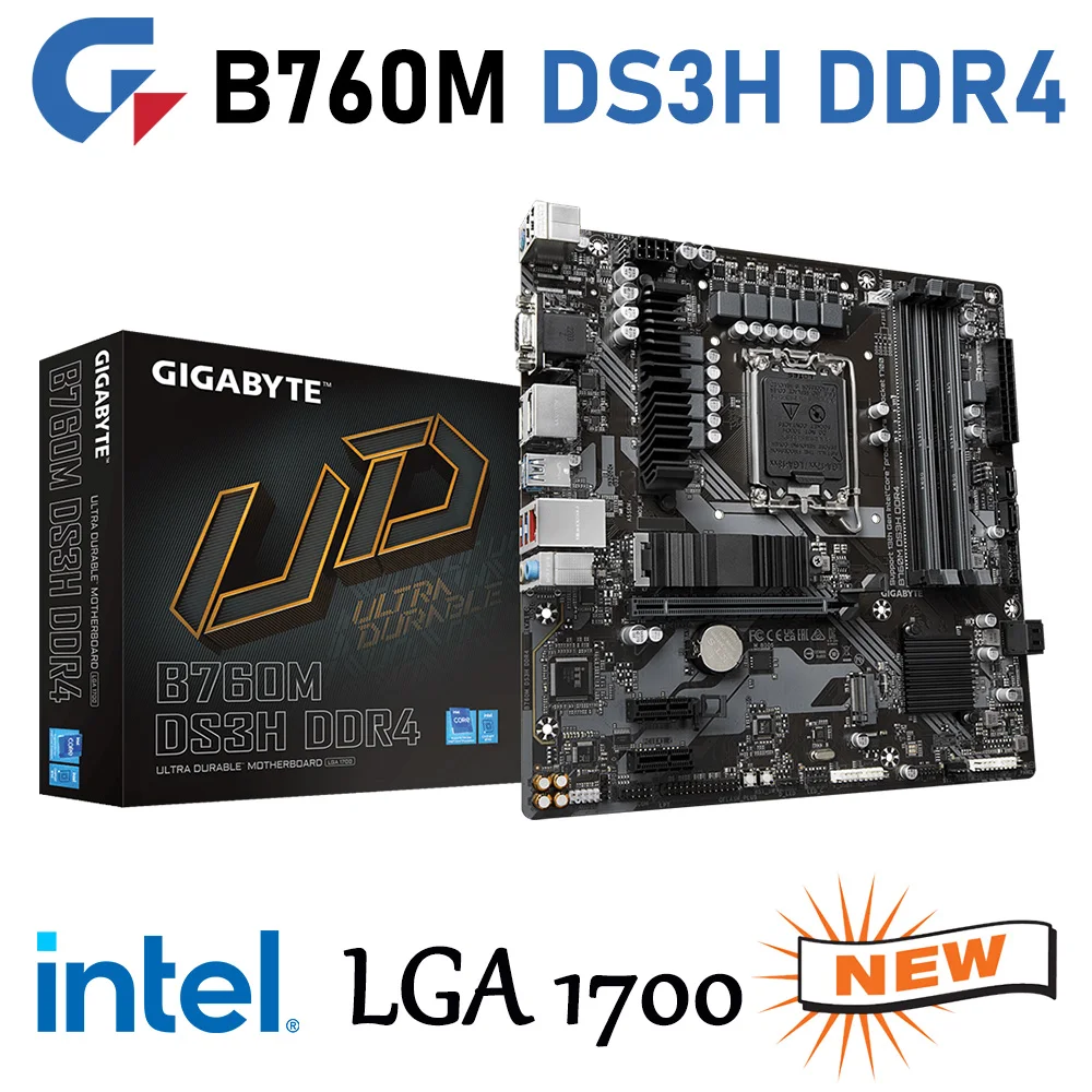 

Материнская плата Gigabyte B760M DS3H DDR4 LGA 1700, материнская плата 128 ГБ M.2 DDR4 5333 МГц, десктопный процессор Intel B760 с поддержкой i3 i5 i7 lga1700
