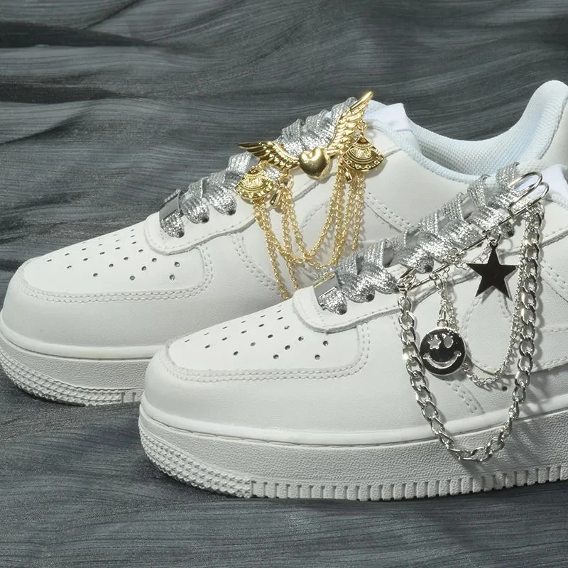 

Luxury Brooch Shoes Croc Charms Design Sneaker Shoes Decorations Force One Buckle Chains For Shoelace Girls Pretty Accessories
