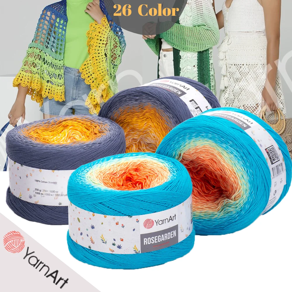 

YarnArt Rosegarden Cotton Cake Yarn - 26 Color Options - 1000 Meters (250gr) - Beret - Booties - T-shirt - Home Decoration - Scarf - Shawl - Vest - Soft - Blouse - Dress - Skirt - Very Thin - DIY - MADE IN TURKEY