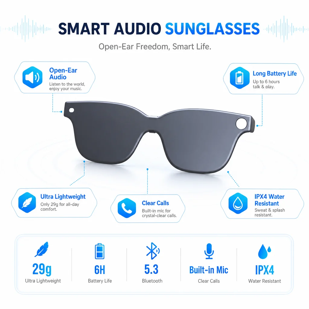 Фото для аксессуаров Rokid Glasses: накладные солнцезащитные очки/оправа для очков по рецепту/кабель для зарядки/чехол для зарядки/пакет питания №2