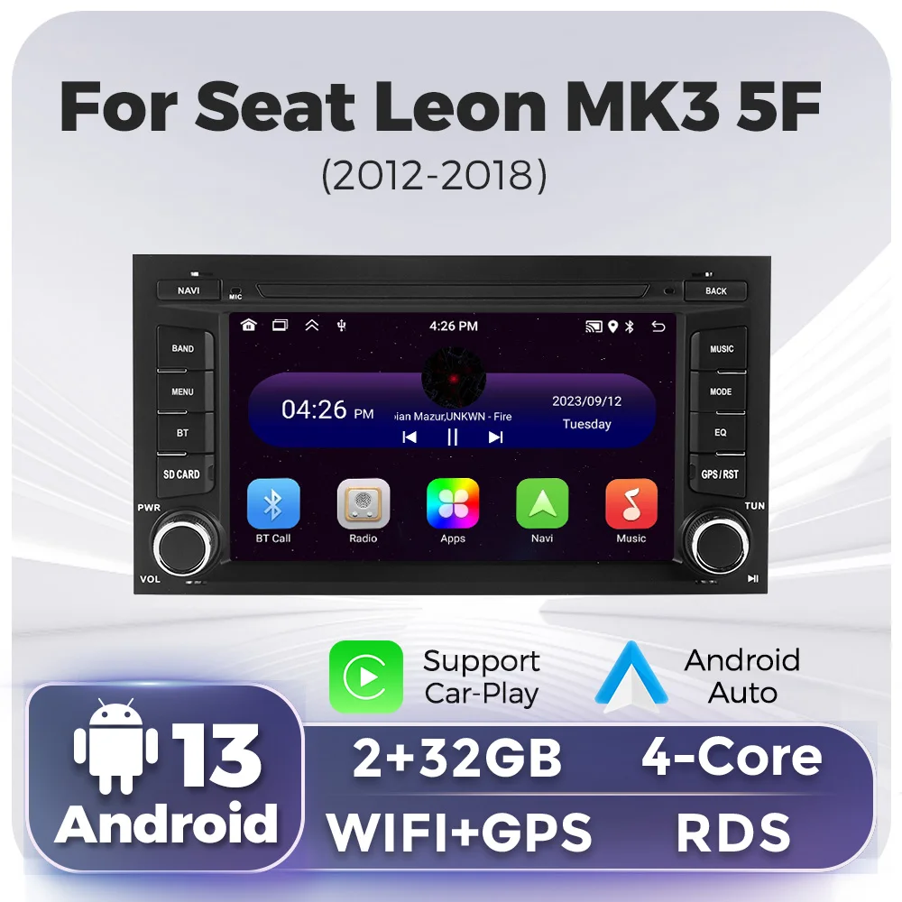 7-дюймовый Автомобильный Мультимедийный Плеер Android 13 С Двойным Din-радио Bt Dvd-плеер