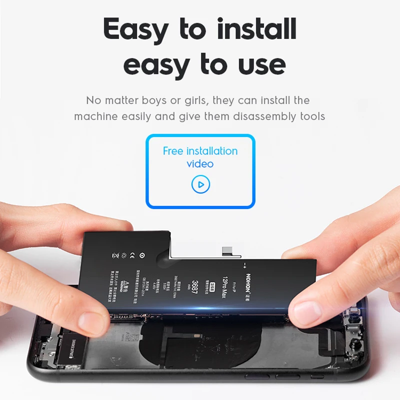 Аккумулятор NOHON для Apple iPhone 12 Pro MAX 11 8 7 6S 6 Plus XS 12Mini 12Pro 6Plus 7Plus 8Plus Сменный