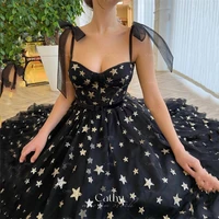 cathy princess star a line prom dress spaghetti straps bow evening dress handmade glitter vestidos de noche sweetie party dress