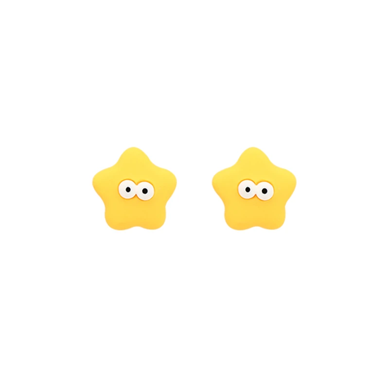 

Simple Cute Yellow Star Stud Earrings Funny 925 Sterling Silver Star Earrings for Girls