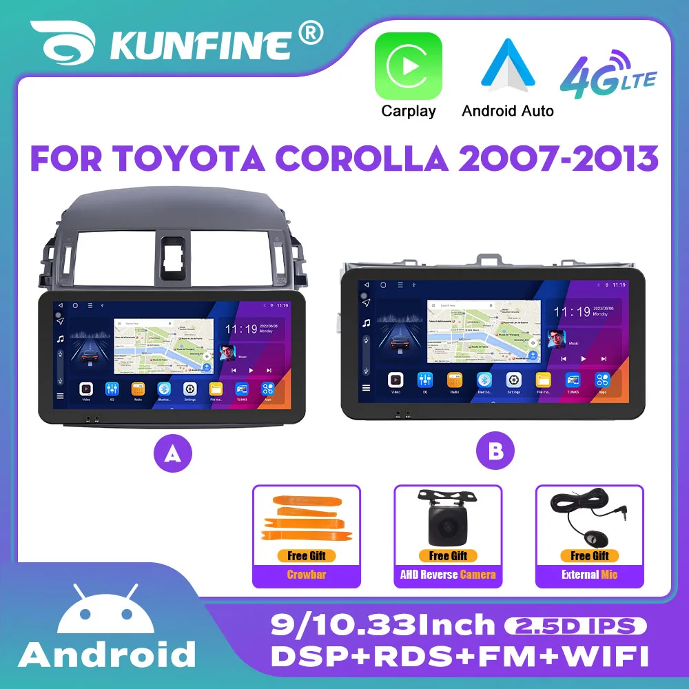

10.33Inch Car Radio For Toyota COROLLA 2007-2013 2Din Android Octa Core Car Stereo DVD GPS Navigation Player QLED Screen Carplay