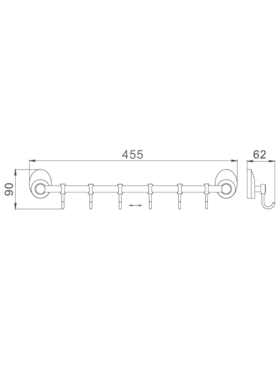 HAIBA  Крючки для ванной и кухни (для полотенец) настенные металлические 6 крючков