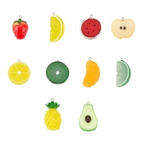 60pcs 3d fruit hanging ornament resin pendant charms with hole lovely fruit big pendants for earring bracelet necklace 10 styles