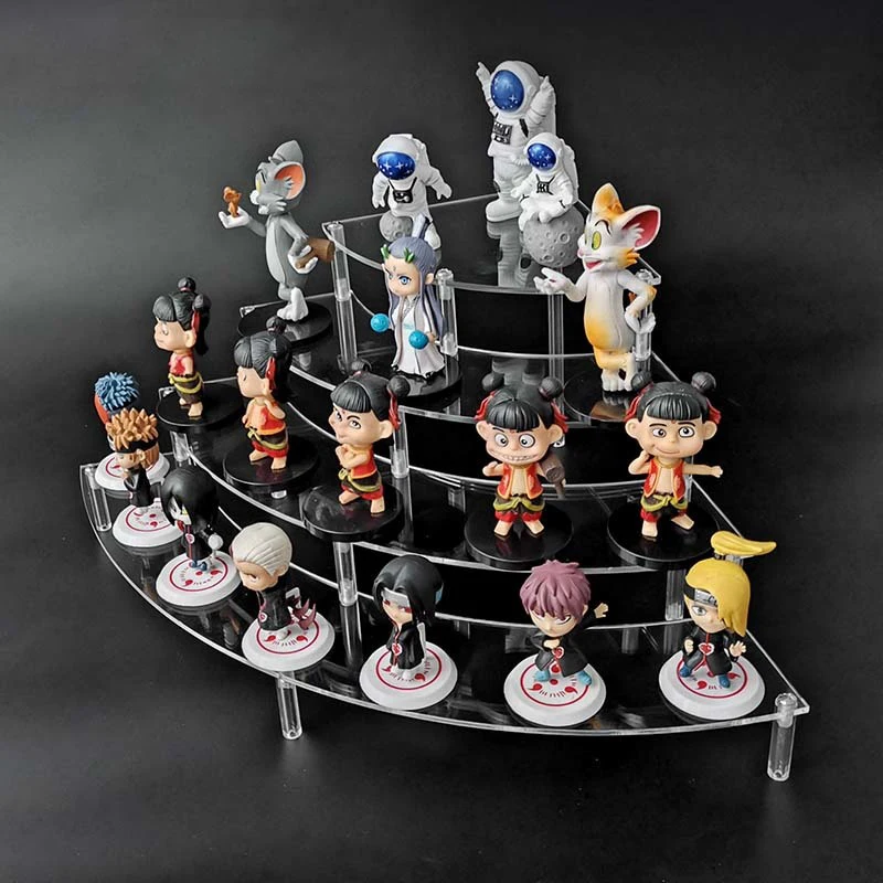

1-4 Layer Acrylic Display Stand for Amiibo Funko POP Figures,Cosmetic Rack Clay Doll Jewelry Cupcake for Corner Display Riser