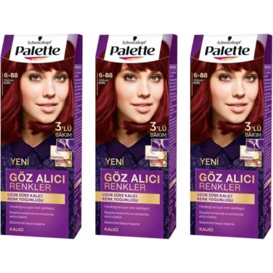 S In Palette Hair Color 6-88 Intense Red 3 Packs
