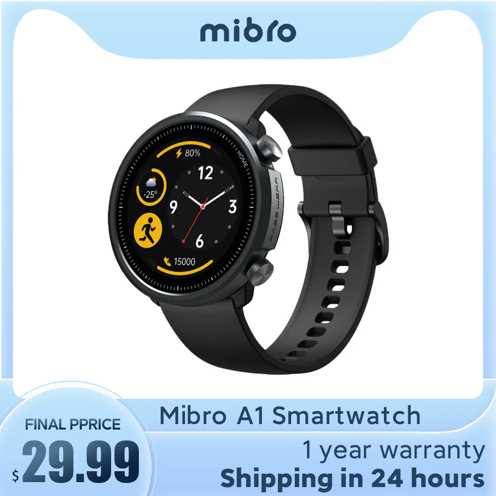 Mibro - Mibro A1 Smartwatch, Sport Watch, Heart Rate Monitor, Blood Oxygen, 5 ATM Waterproof, Fashion Smart Watch