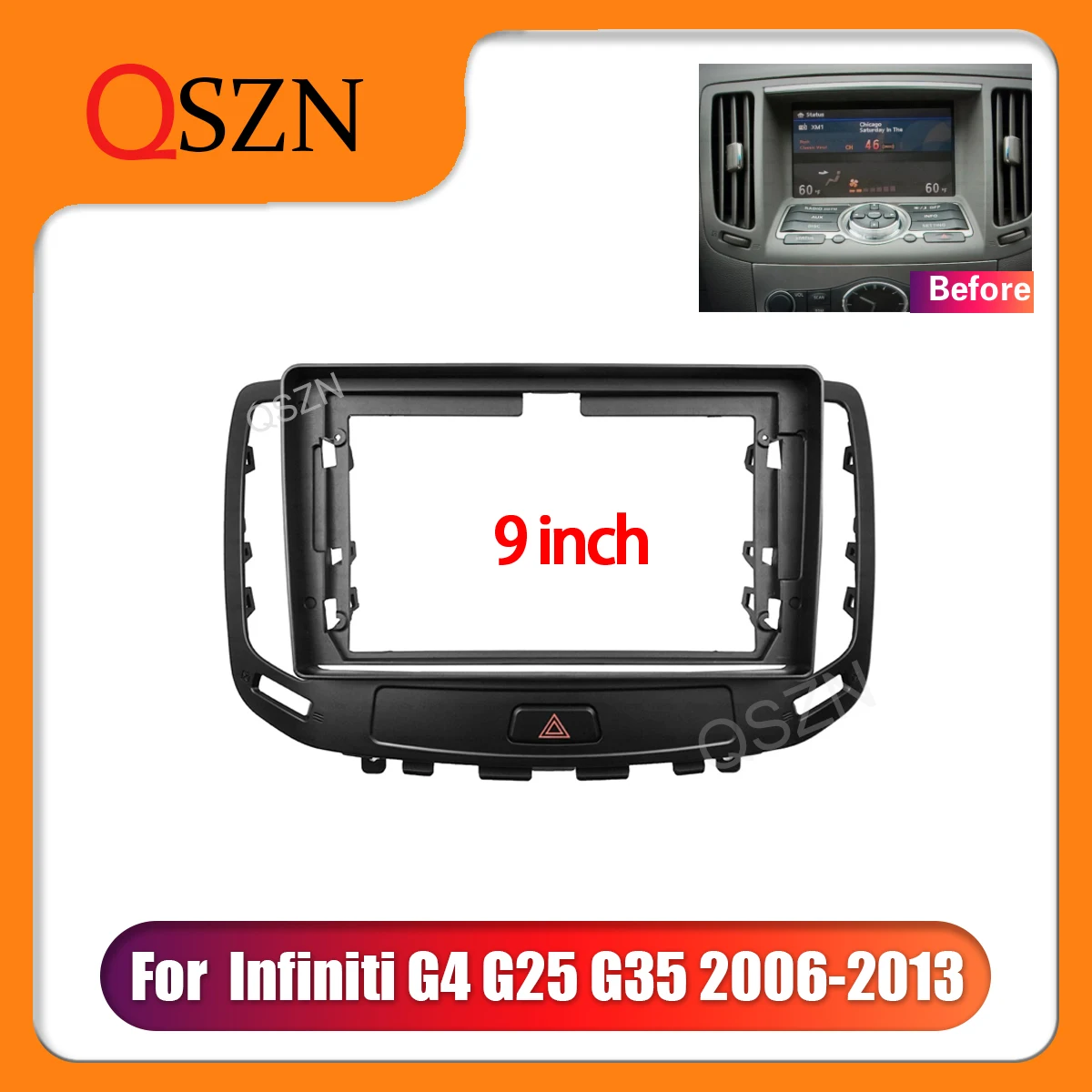 QSZN 9" 2 Din Car radio DVD Installation Fascias Panel For  Infiniti FX FX35 FX37 2006-2013 Audio Panel Dash Trim Kit Frame