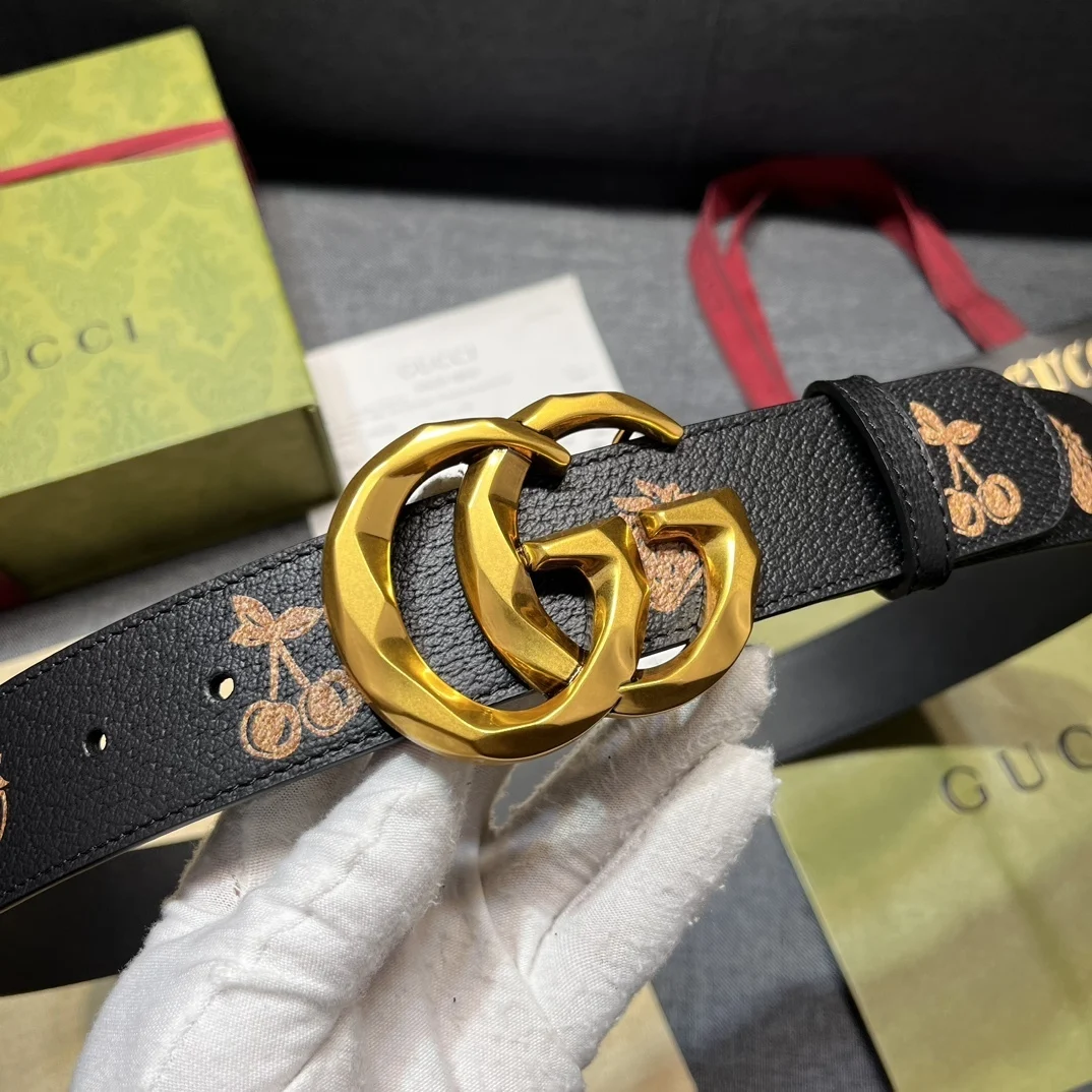 ln Стиль Ремень Gucci Новый GG Marmont Коллекция Двойной G Пряжка Классический Кожаный