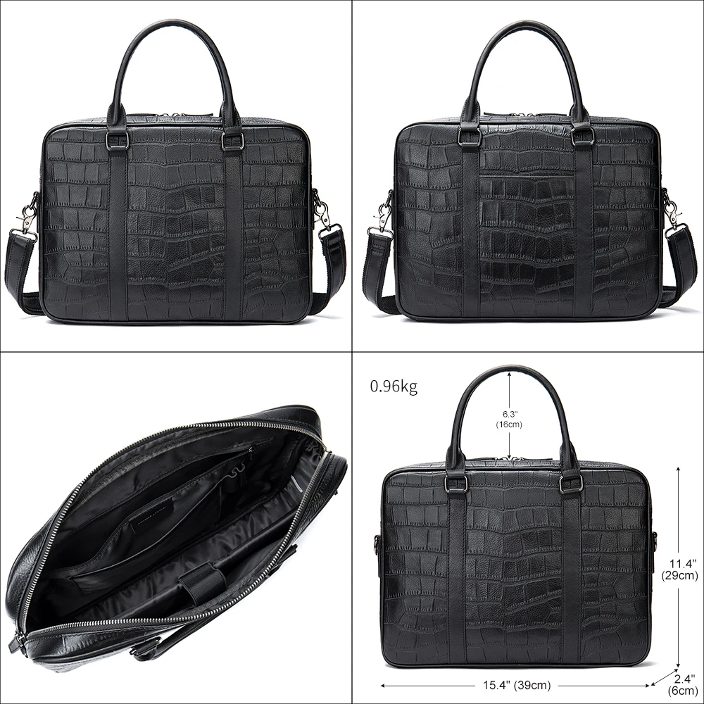 WESTAL Croco Design Leather Briefcases 15'' Laptop Bags Men's Executive Briefcase Portafolio Business Men Bags for Documents