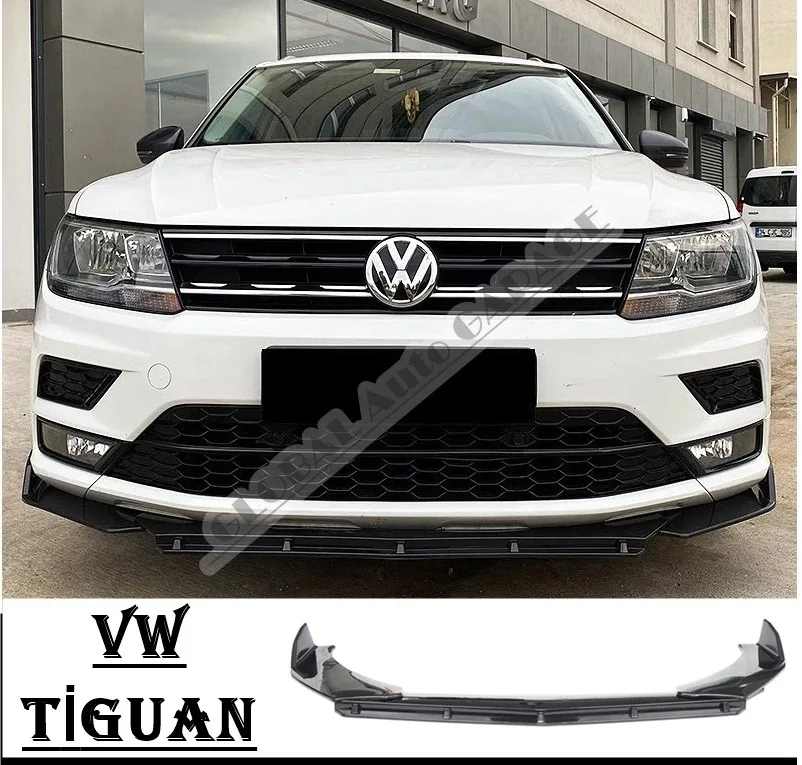 

For VOLKSWAGEN TIGUAN Front Bumper Attachment Lip 2007-2021 Piano Glossy Black Splitter Diffuser Universal Spoiler Bumper Flaps