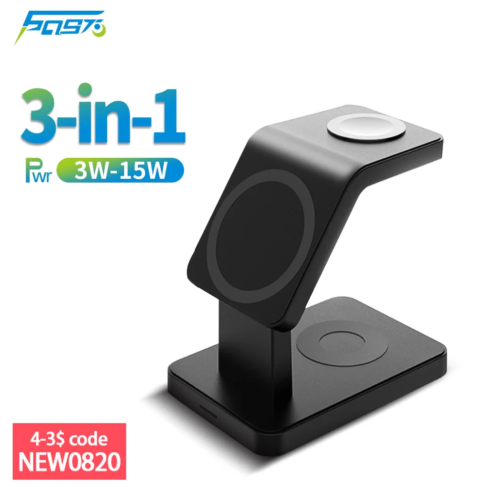 

3in1 Charger Stand 15W Fast Magnetic Chargers for iPhone 14,13,12 Series,Apple Watch,AirPods Wireless Charging Station