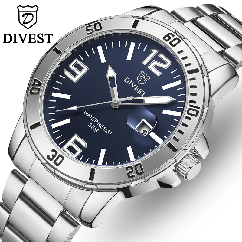 

DIVEST Watches Mens Top Brand Luxury Fashion Casual Sport Waterproof Steel Belt Quartz Date Men Watches Male Relogio Masculino