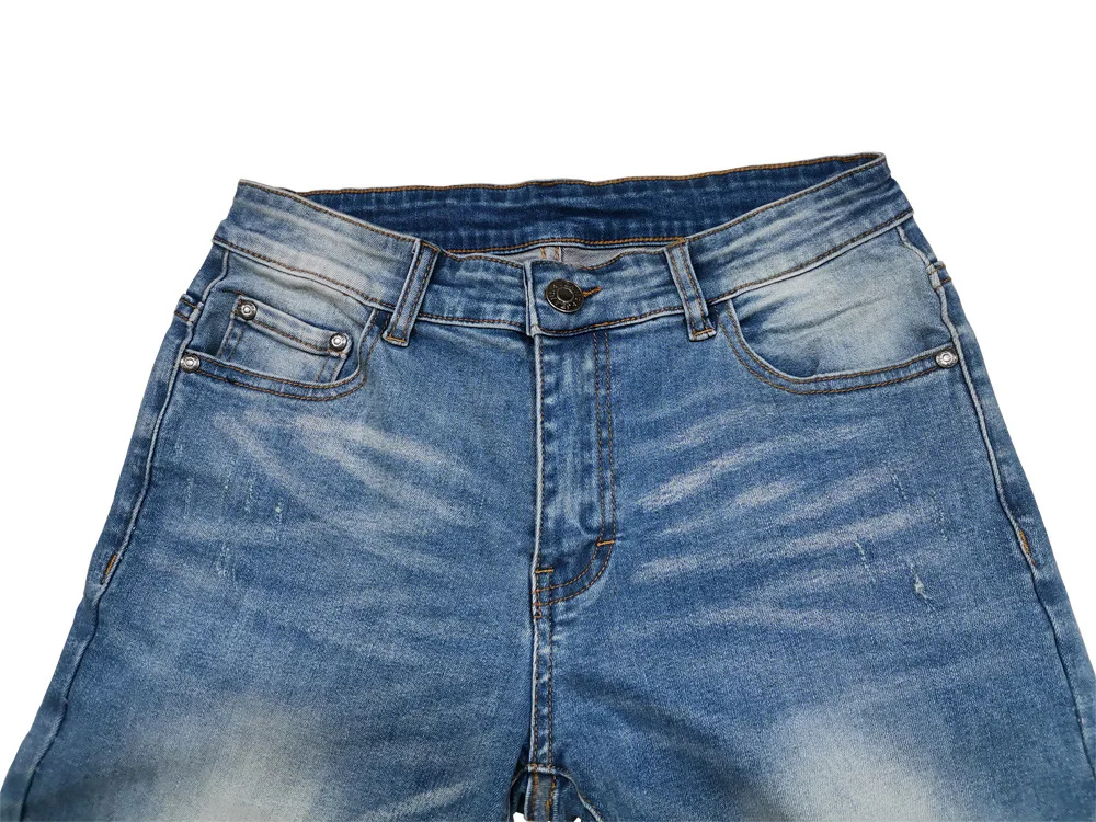 2022 Fashion New Men'S Jeans Personality Retro Rivets Patchwork High Street Slim Fit Ripped Jogger Trousers Pencil Jeans For Men