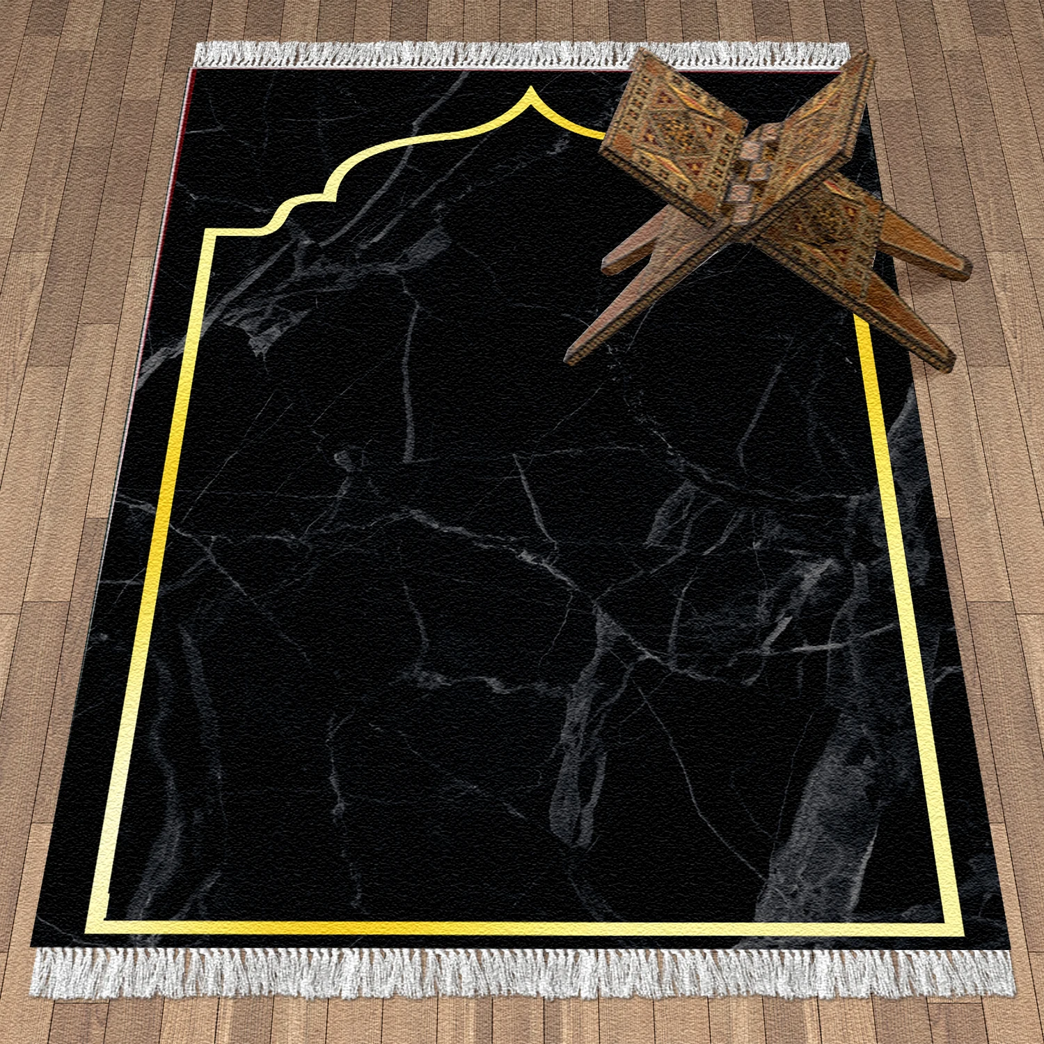 

Luxury Thick Prayer Rug Modern Black Gold Marble Muslim Eid Ramadan Soft Islamic Gift Janamaz Sejadah Mats Praying Carpet