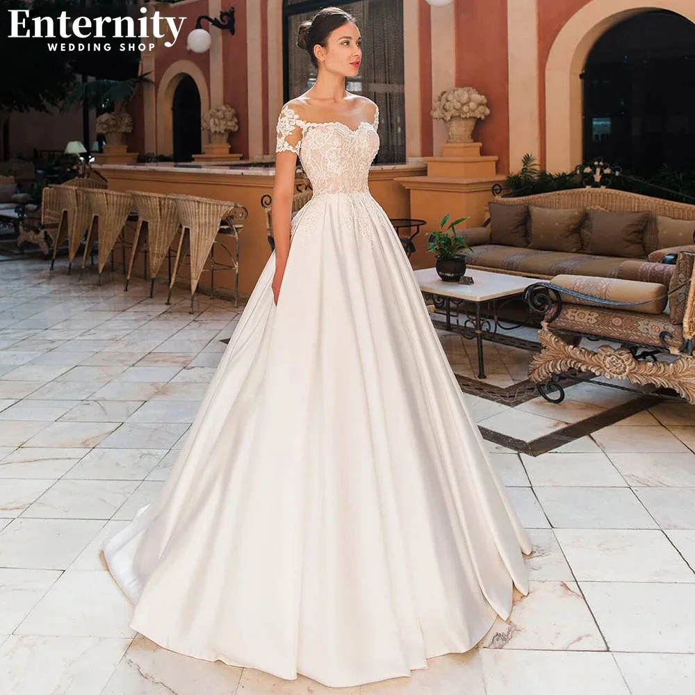 

Refined Sweetheart Lace Appliques Wedding Dress A Line Off The Shoulder Bridal Gown Illusion Back Sweep Train Vestidos De Novia